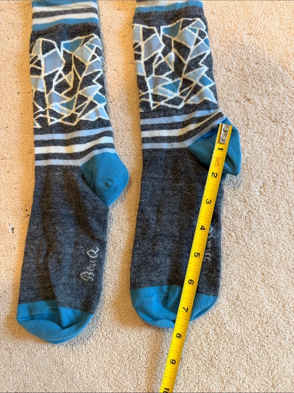 Bombas Blue and Gray Geometric Crew Socks for Men